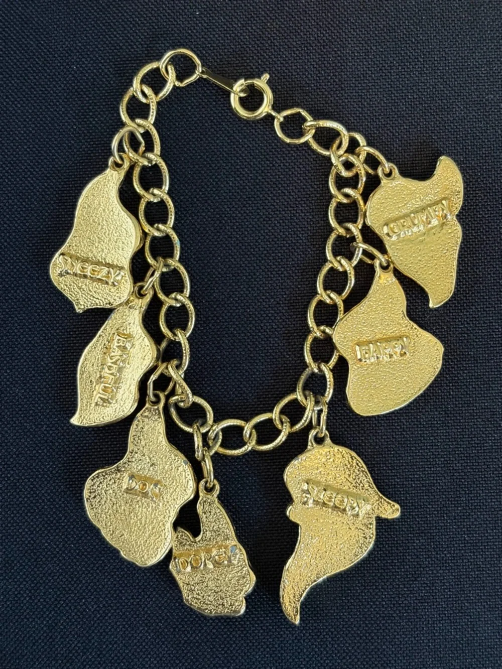 Vintage Disney Snow White Necklace & Seven Dwarfs Gold-Tone Charm Bracelet Set